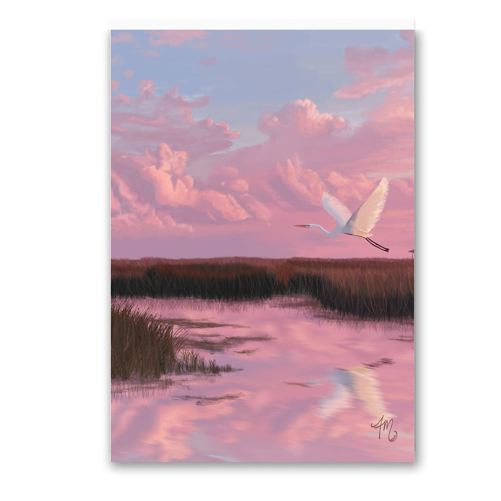 A Wider Sky coastal marsh fine art print shown unframed