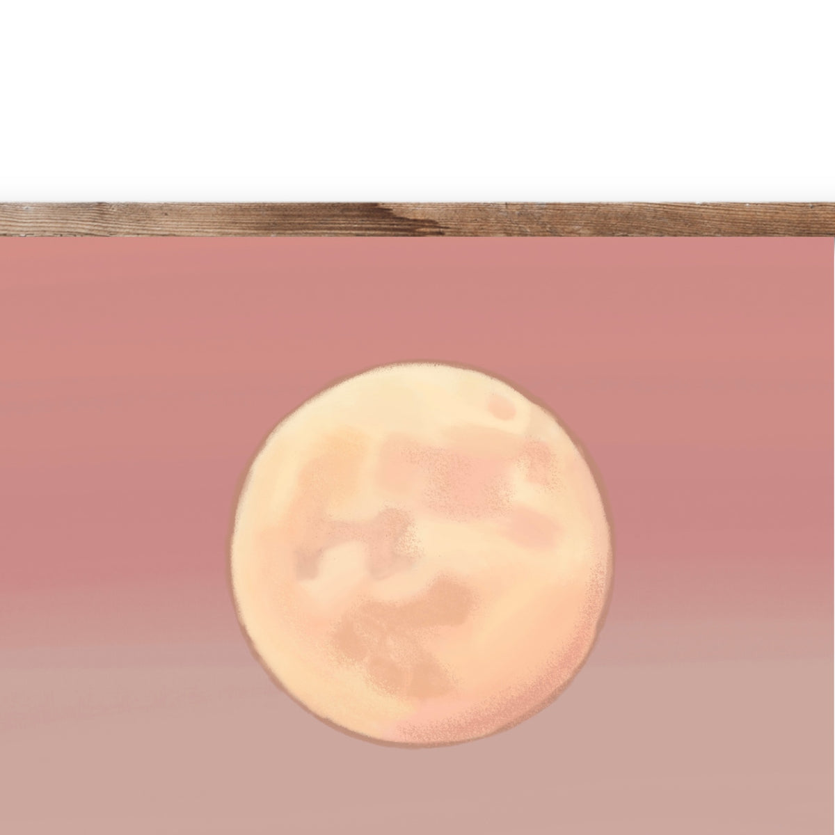 Close detail of Desert Moon showing the glowing moon against a dusty rose desert sky