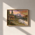 Mountain Haven fine art print framed in gold on a warm neutral wall